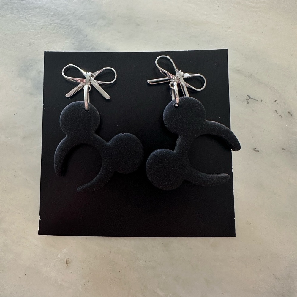 Mickey Mouse Ears Black Bow Earrings